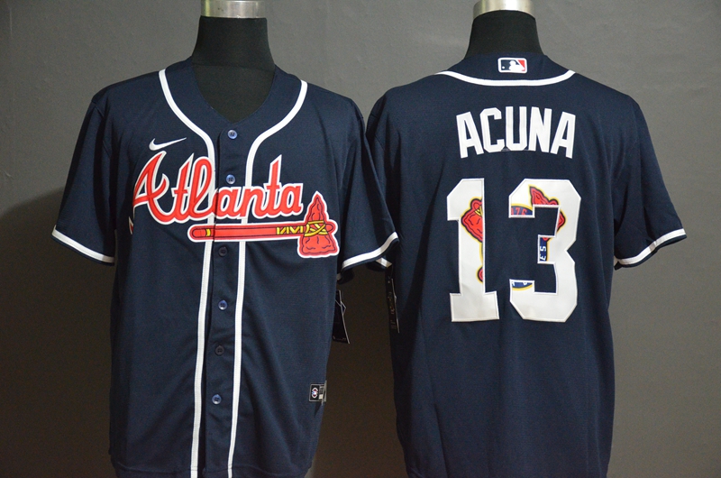 Men Atlanta Braves #13 Acuna blue Nike Game MLB Jerseys->milwaukee brewers->MLB Jersey